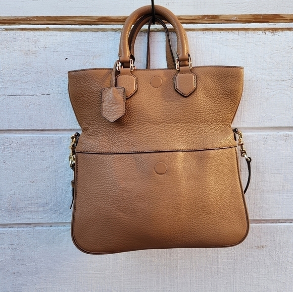 Tory BurchWomen's Brown Robinson Pebbled Fold-Over Messenger - Picture 9 of 14